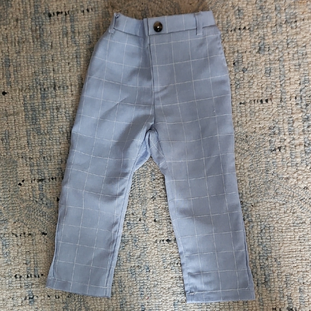 SHEIN Kids Light Blue Plaid Trousers